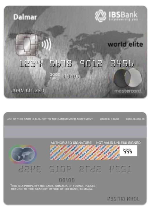 Somalia IBS Bank Dalmar world elite mastercard